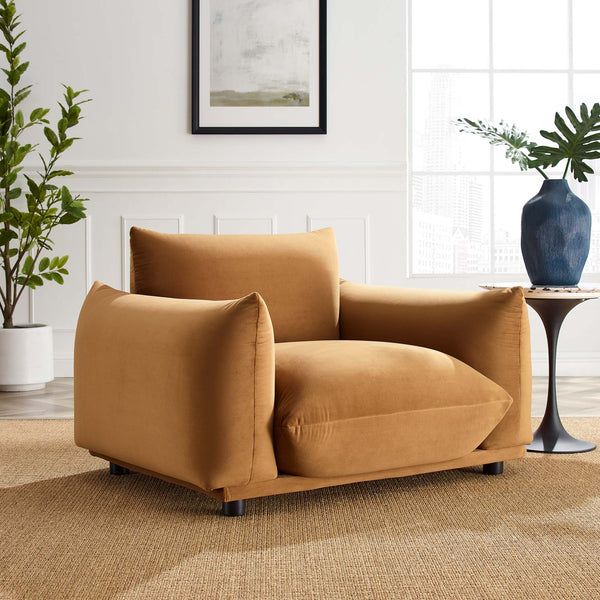 Copious Performance Velvet Armchair - Cognac
