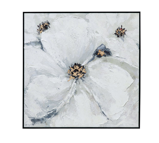 Dogwood Canvas Art - Pearl Silver
