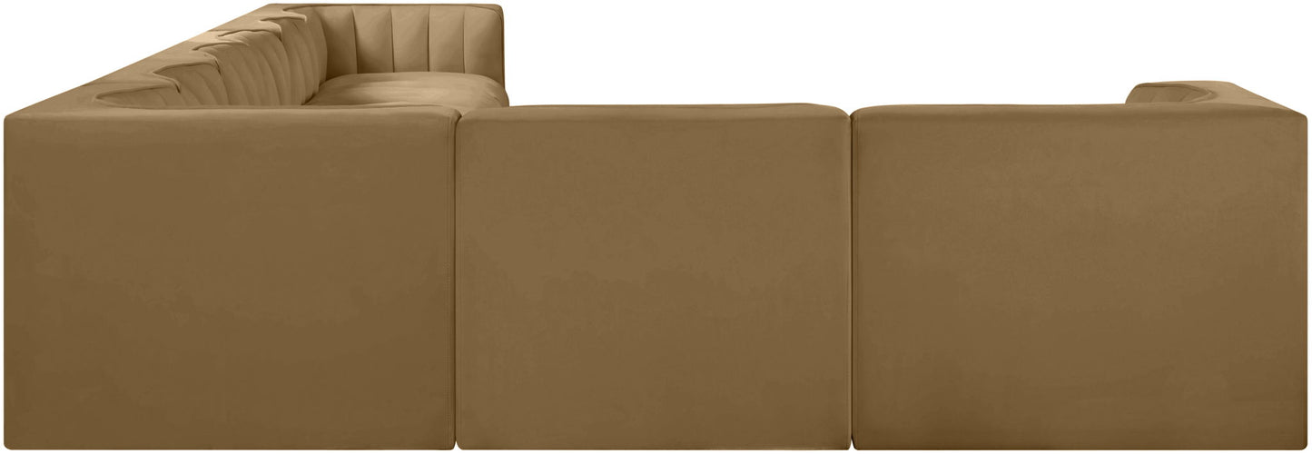 Rummi - Velvet Performance Fabric Upholstered 8 Piece Modular Sectional (With 3 Corner Chairs)