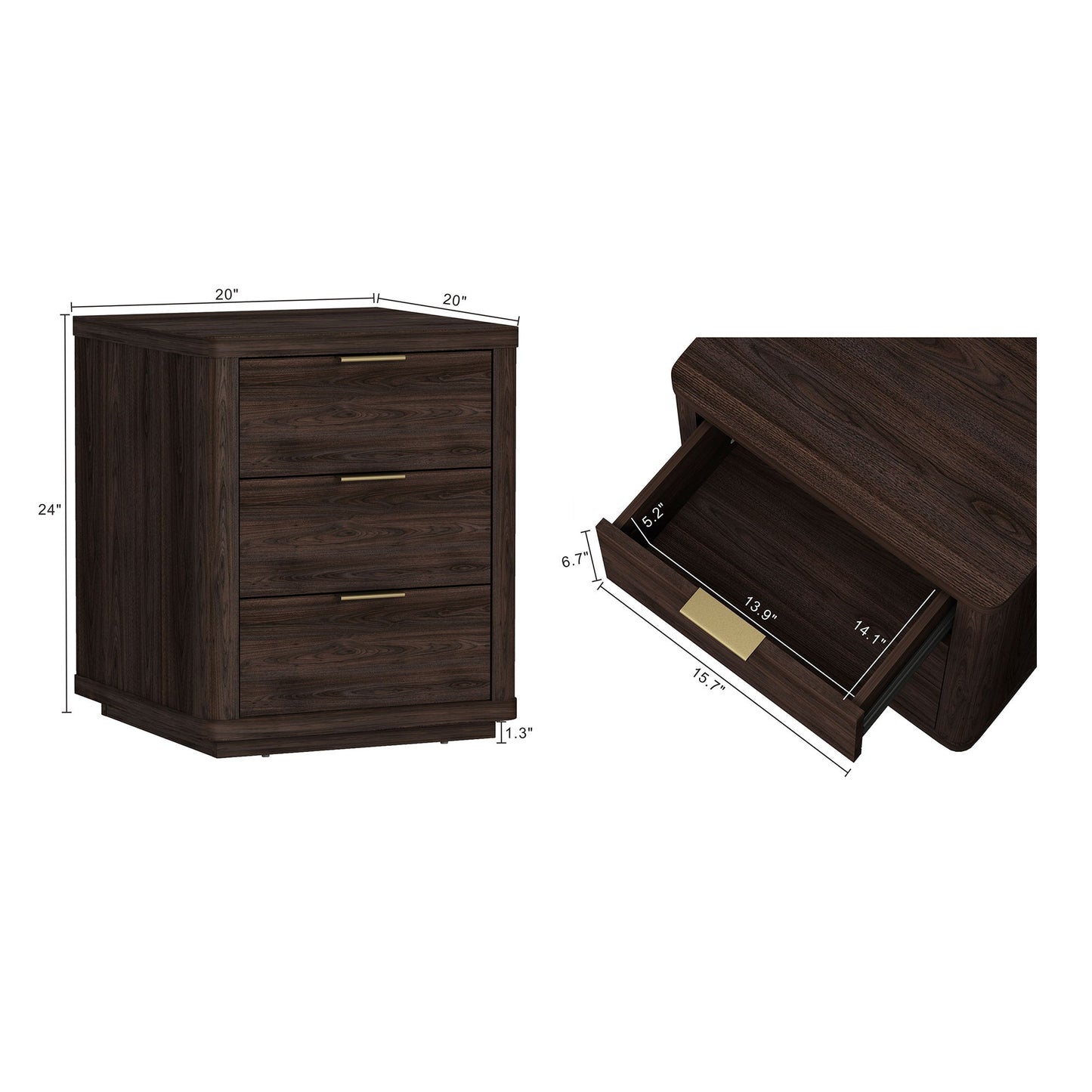 Manhattan Evelyn - 3-Drawer Nightstand