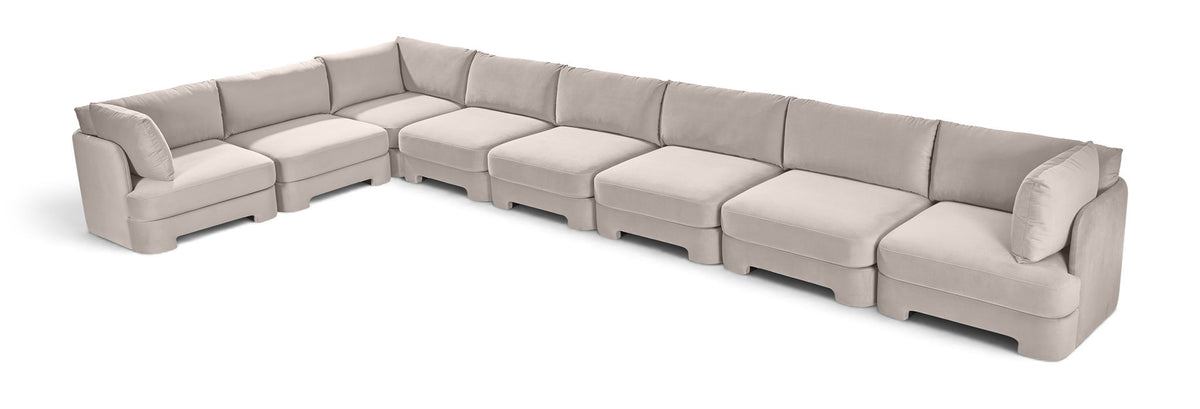 Hammond - Velvet Performance Fabric Upholstered 8 Piece L-Shaped Sectional