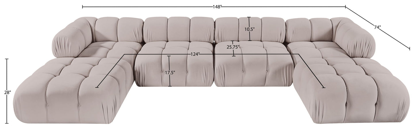 Orin - Velvet 6 Piece Modular Double Chaise Sectional