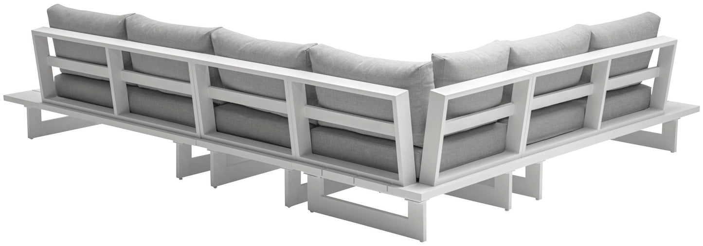Maldives - 4 Piece Water Resistant Outdoor Patio Modular Sectional With White Base