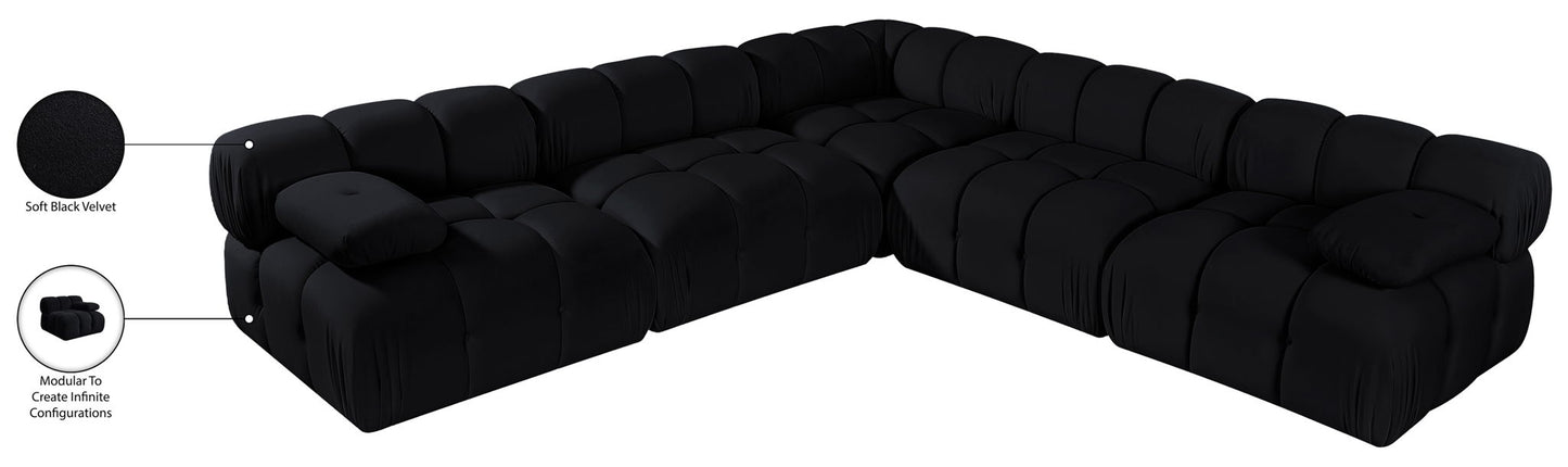 Orin - Velvet Fabric 5 Piece Modular Sectional