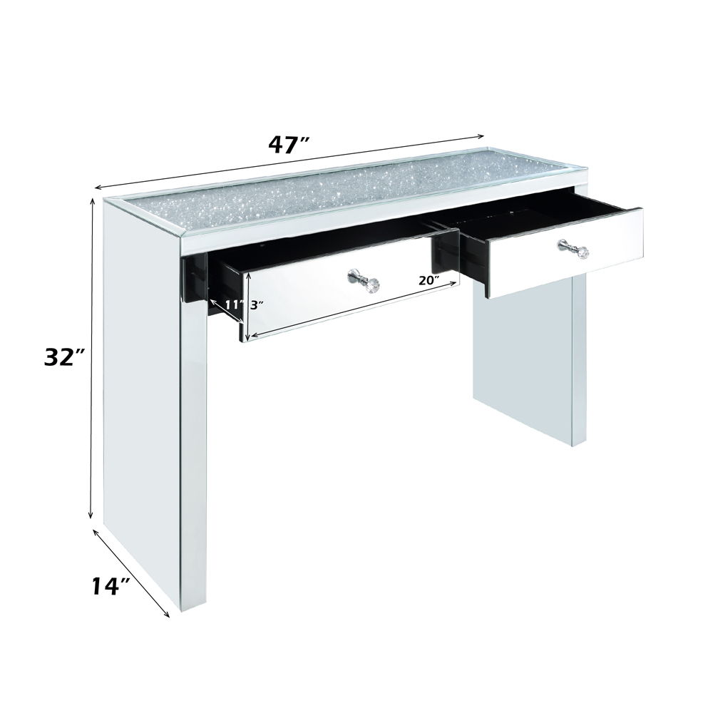 Noralie - 32"H Console Table - Mirrored & Faux Diamonds