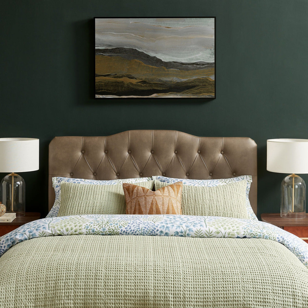 Annabel Faux Leather Queen Headboard - Full, Mushroom