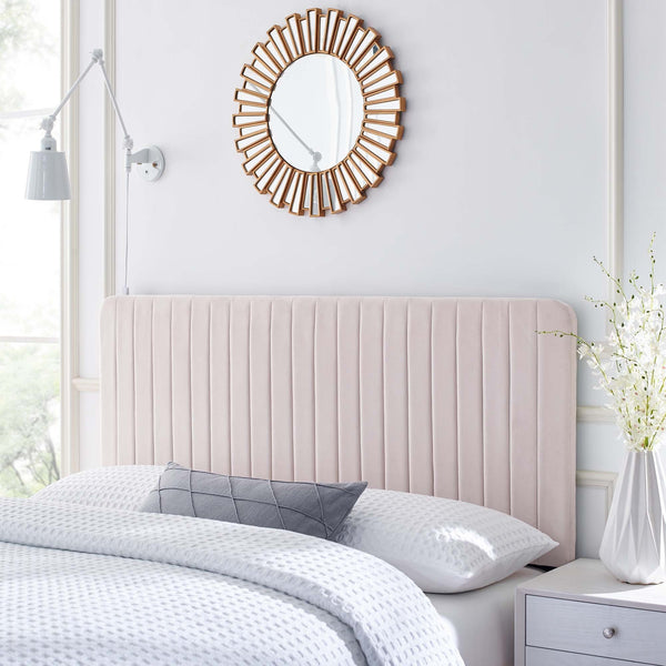 Milenna Channel Tufted Performance Velvet Headboard - King/CA King, Pink