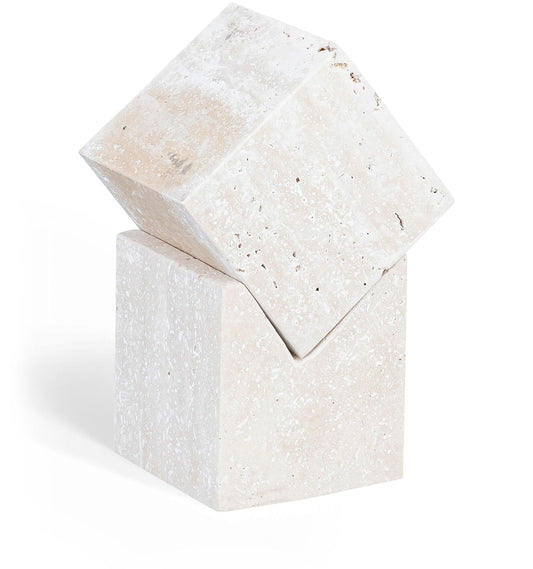 Quad - Travertine Decorative Cube - Natural