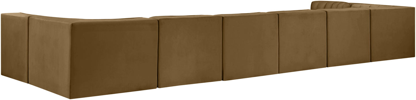 Rummi - Velvet Performance Fabric Upholstered 8 Piece Modular Sectional (With 2 Corner Chairs)