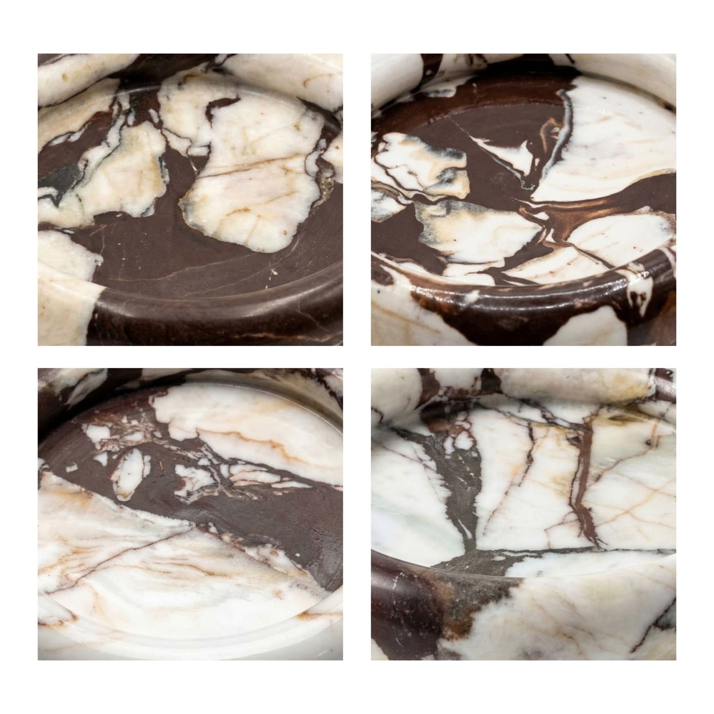 Marble Round Edged Catch-All - Breccia White Brown