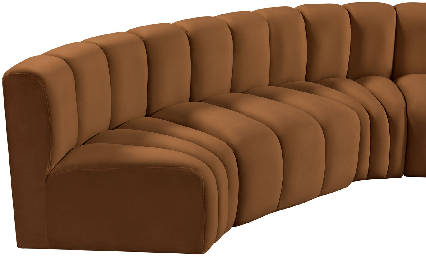 Arc - Velvet 7 Piece U-Shaped Modular Sofa - Saddle