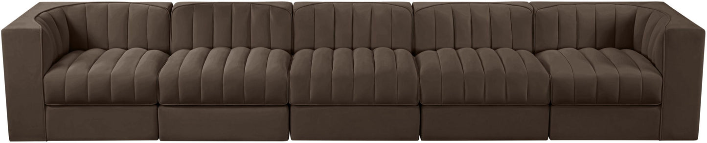 Rummi - Velvet Performance Fabric Upholstered 5 Piece Modular Sofa