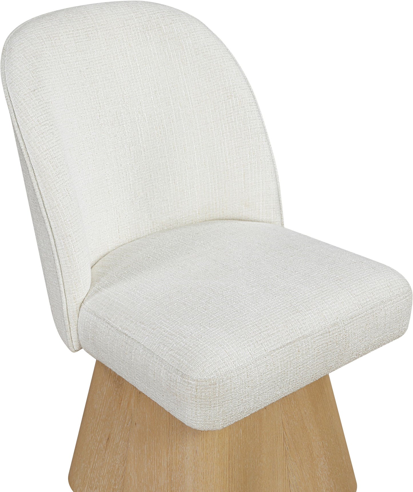 Marlowe - Linen Textured Fabric Upholstered Swivel Dining Side Chair - Stained Natural