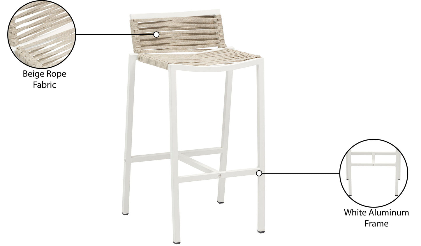 Maldives - Rope Outdoor Patio Bar Stool (Set of 2)