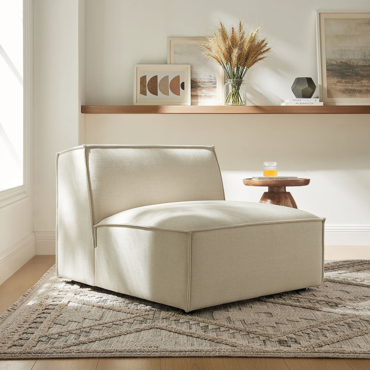 Restore Performance Fabric Upholstered Armless Modular Chair - Ecru