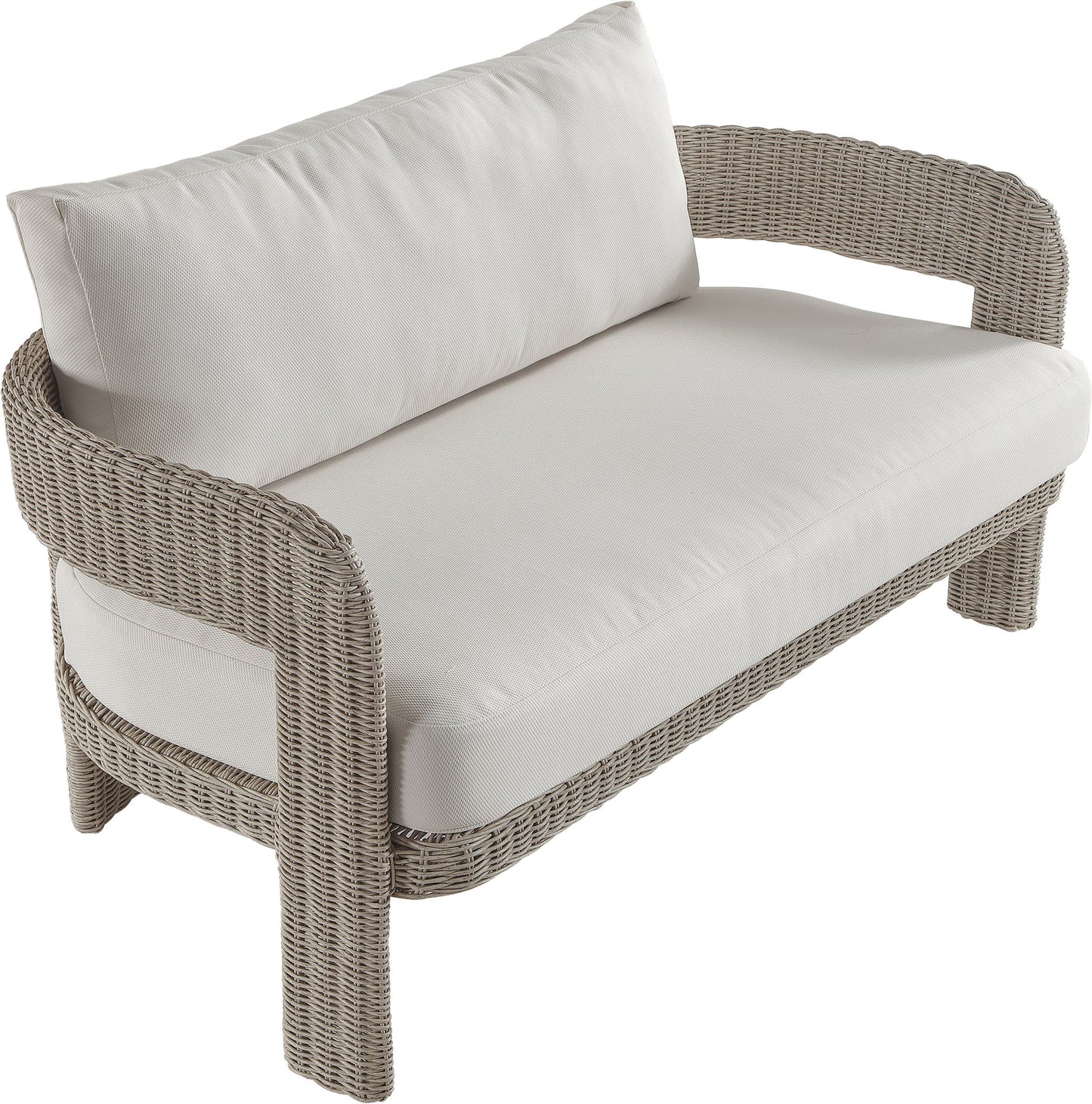 Sandbay - Olefin Water Resistant Fabric And Wicker Outdoor Patio Loveseat