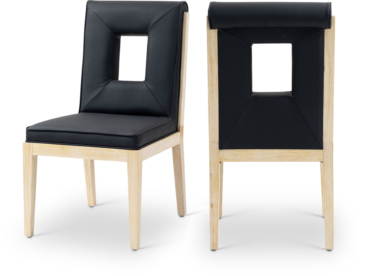 Gwendolyn - Faux Leather Dining Side Chair With Natural Frame (Set of 2)