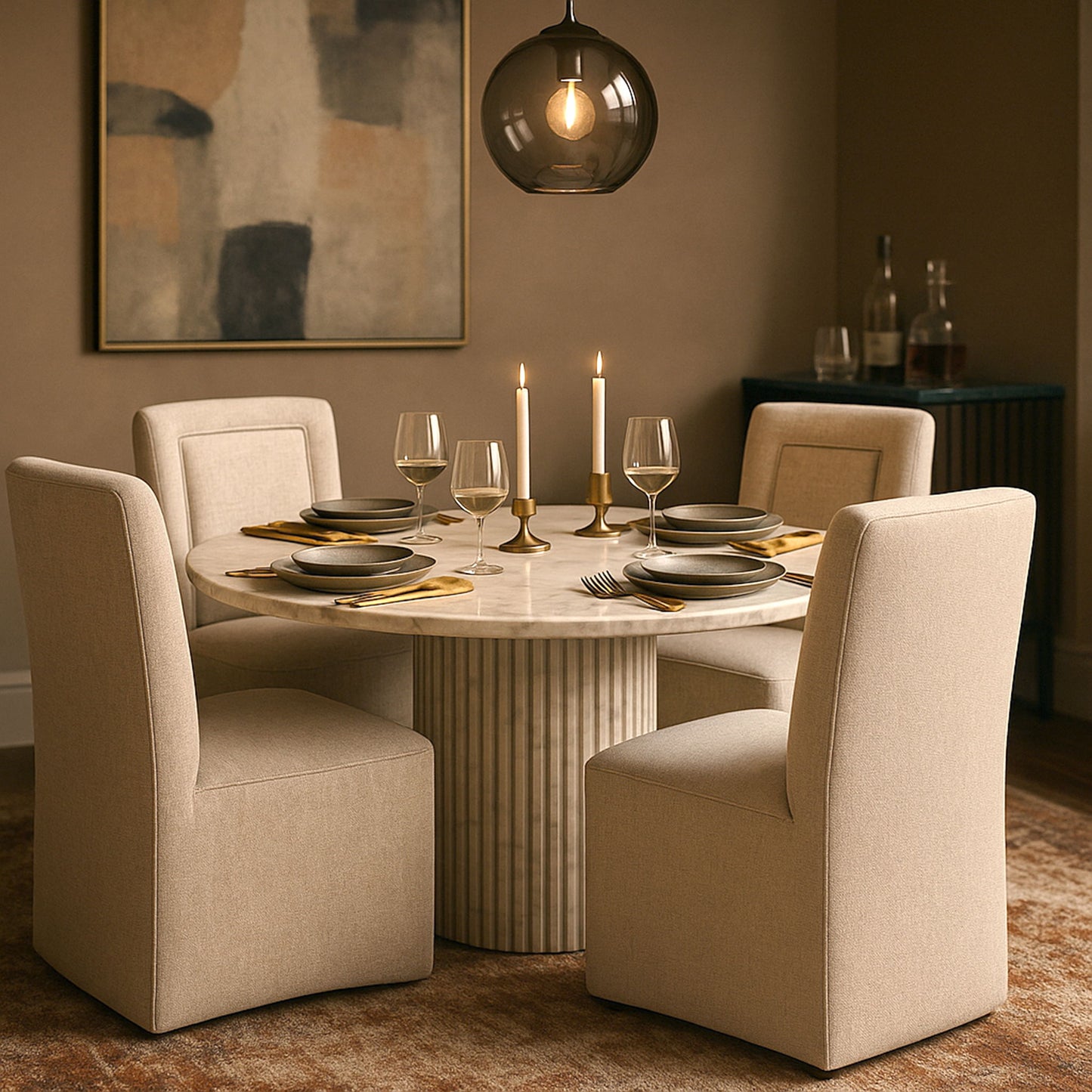 Duvina - Chenille Performance Fabric Dining Chair (Set of 2)