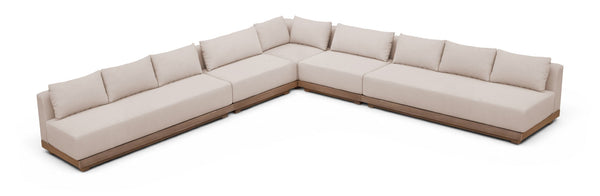 Solace - Olefin Fabric 5 Piece Outdoor Patio Modular Sectional