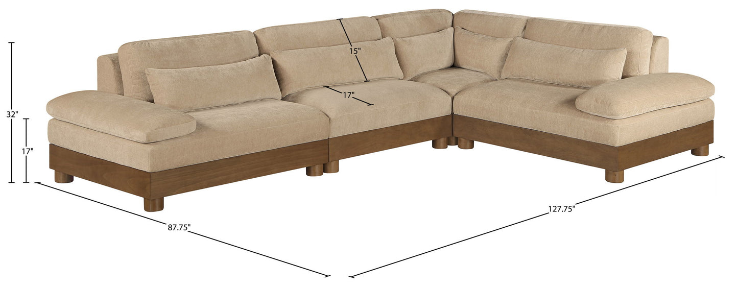 Turin - Chenille Fabric Upholstered Modular Sectional - Beige