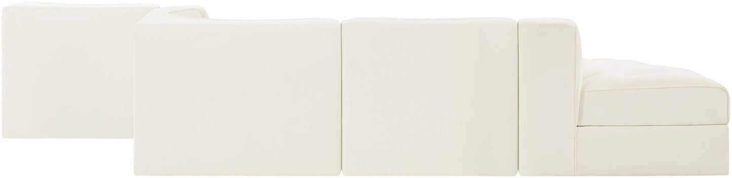 Rummi - Rounded Velvet Performance Fabric Upholstered 5 Piece Modular Sectional