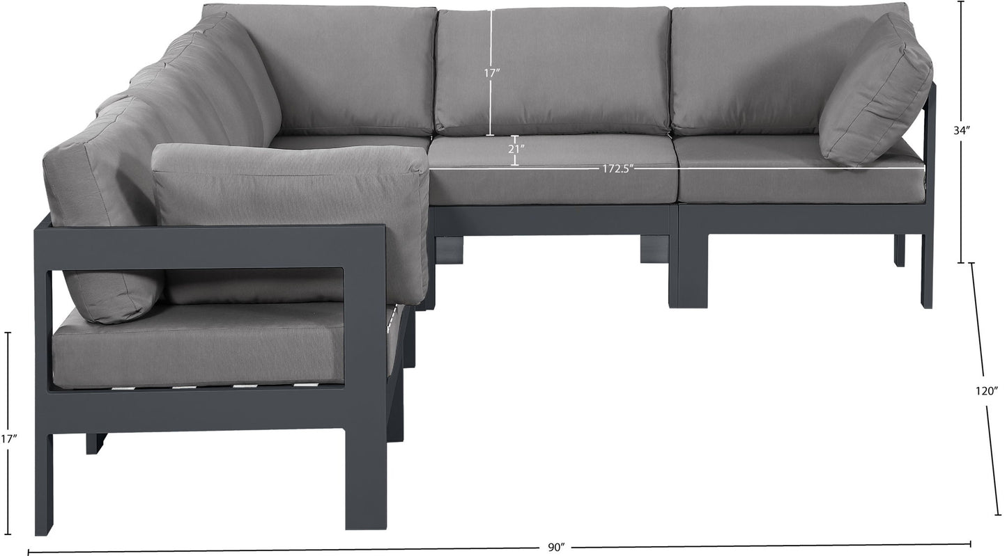 Nizuc - Outdoor Patio 6 Piece Modular Sectional With Gray Frame