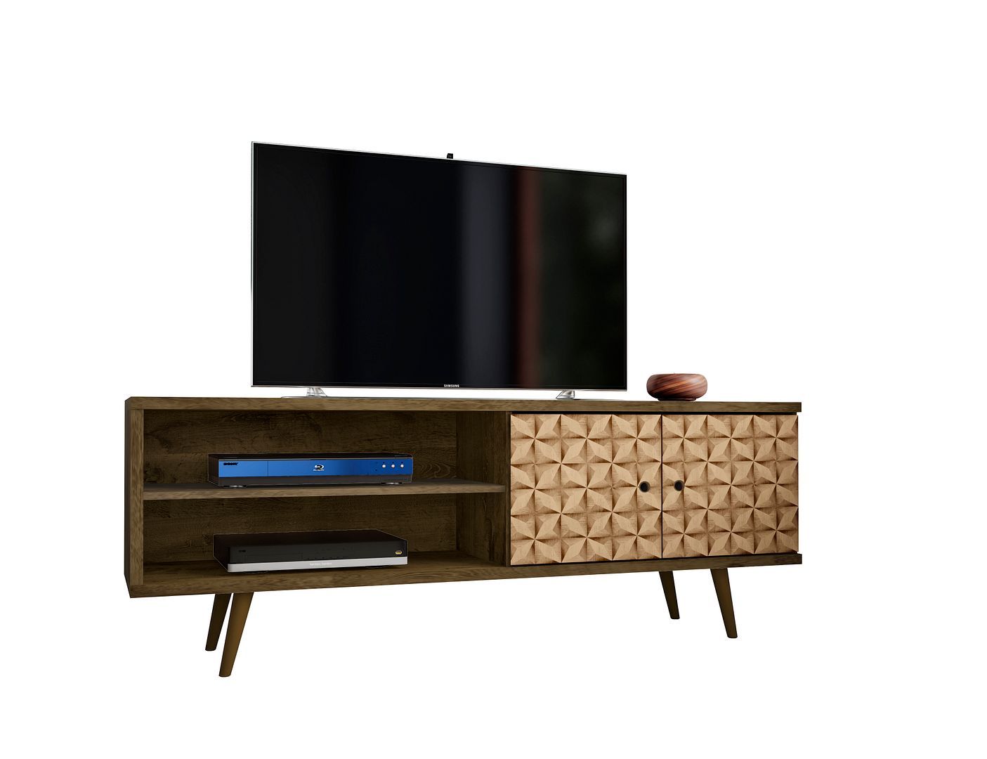 Manhattan Liberty - 63" TV Stand With Rustic Brown Frame
