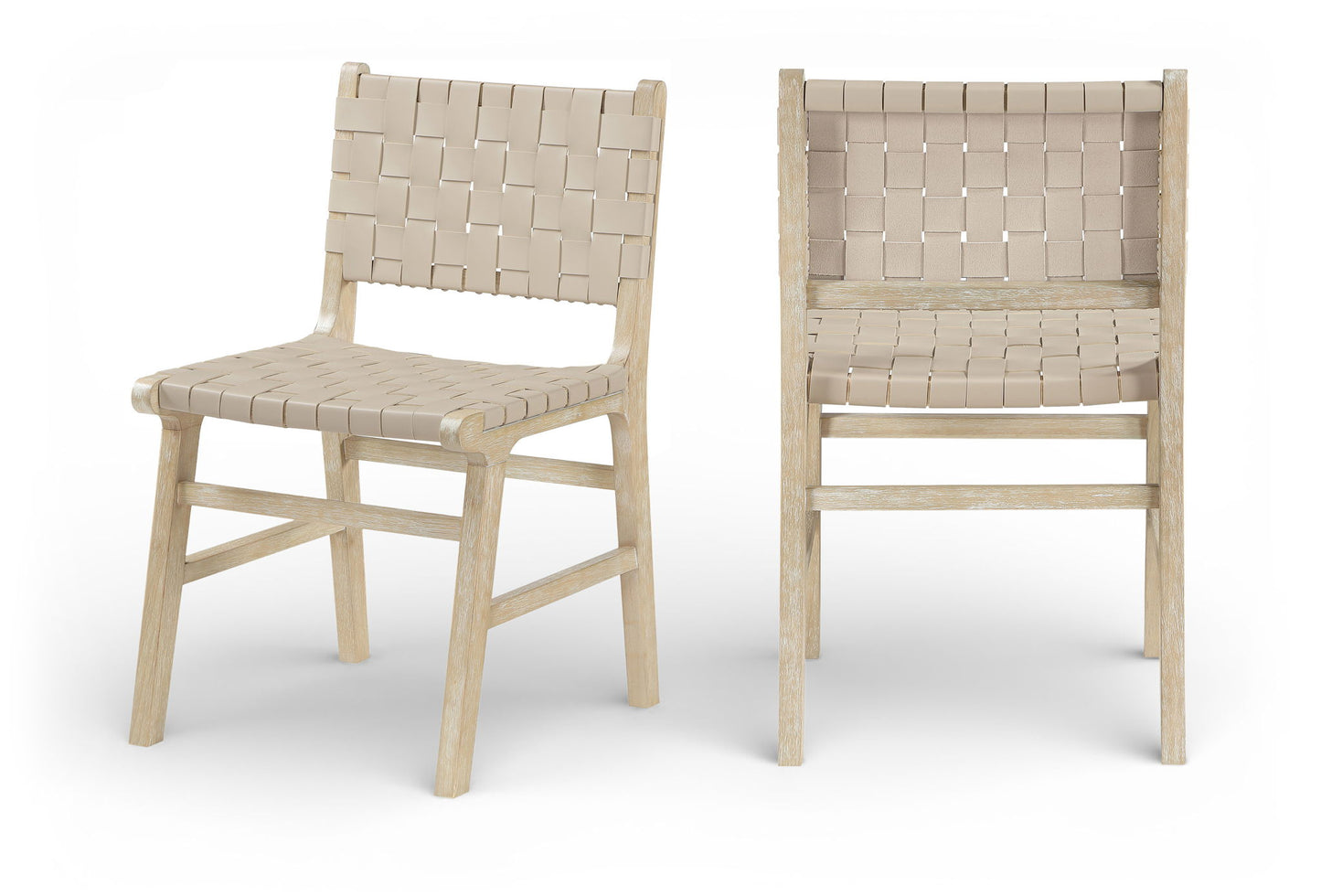 Entwine - Vegan Leather Upholstered Dining Chair - Painted Natural