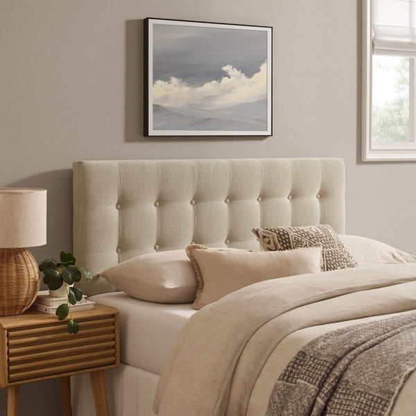 Emily Upholstered Fabric Headboard - King, Ecru
