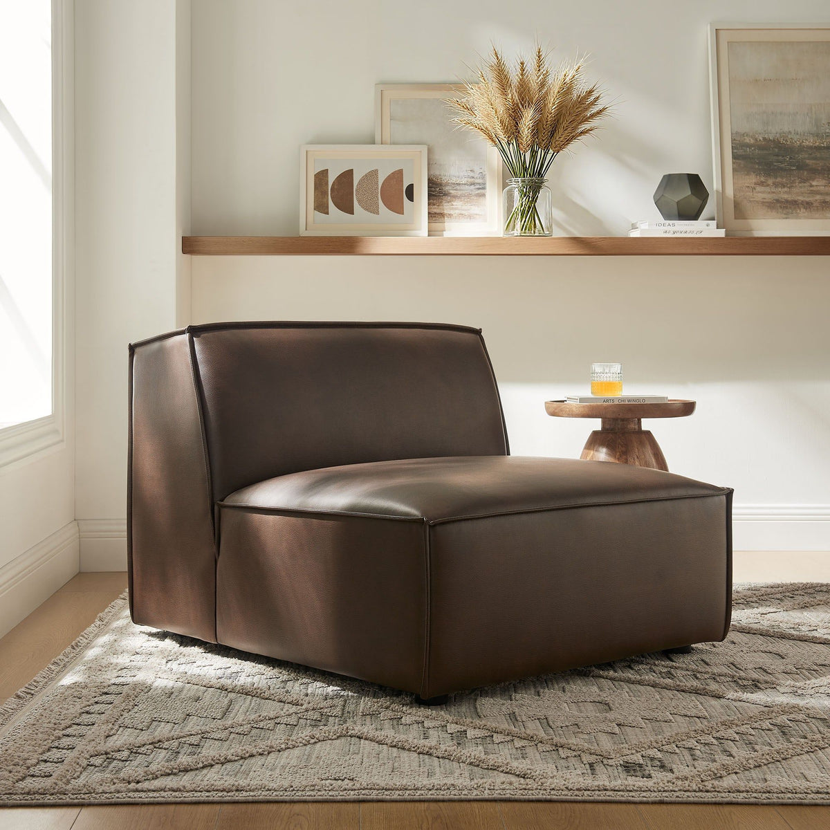 Restore Vegan Leather Armless Modular Chair - Espresso