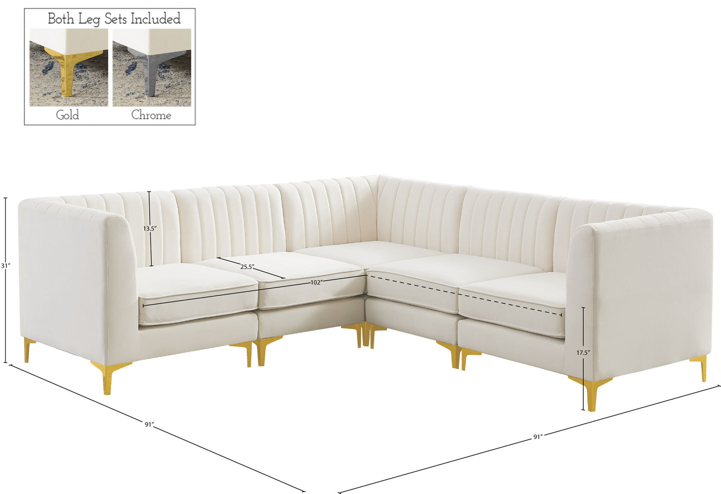 Alina - 5 Piece Modular Corner Sectional