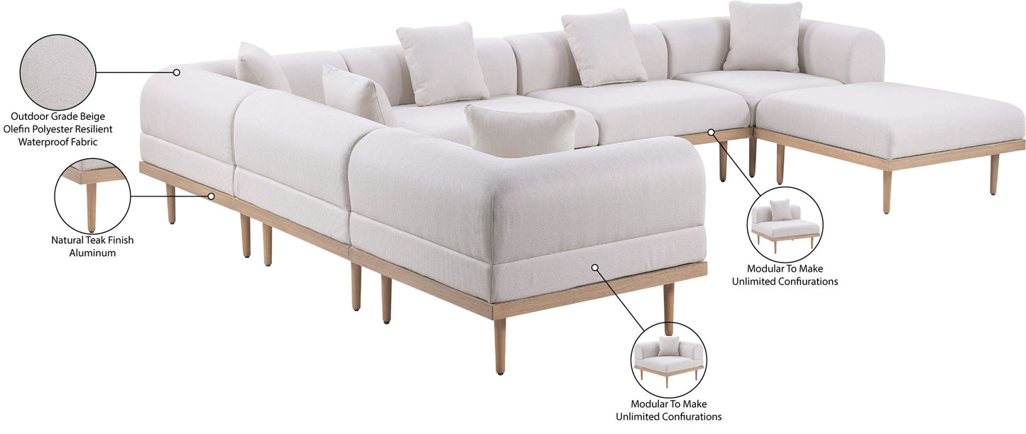 Laguna - 7 Piece Resilient Water Resistant Fabric 142" Upholstered Outdoor Patio Modular Sectional