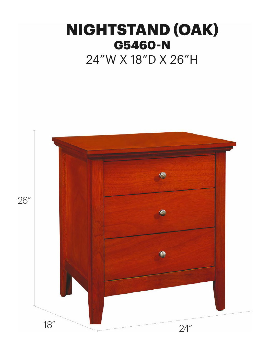Glory Furniture - Hammond - 3 Drawer Nightstand