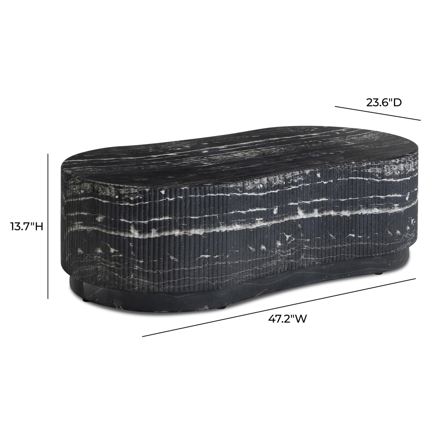 Hades - Indoor / Outdoor Faux Marble Concrete Coffee Table - Black