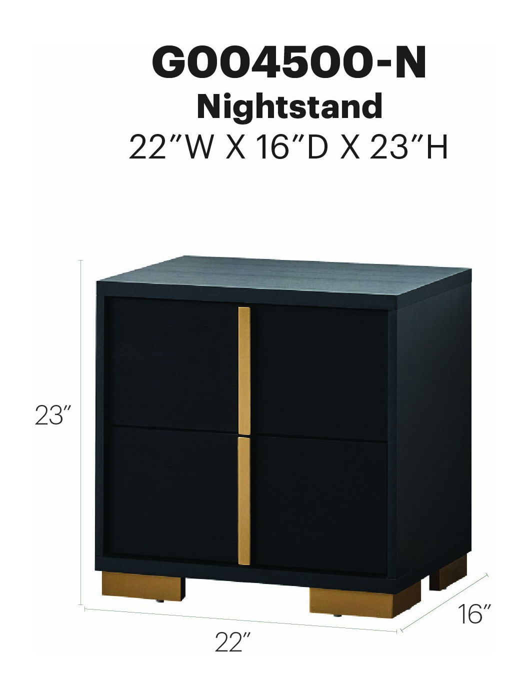 Steeler - Nightstand - Black / Gold