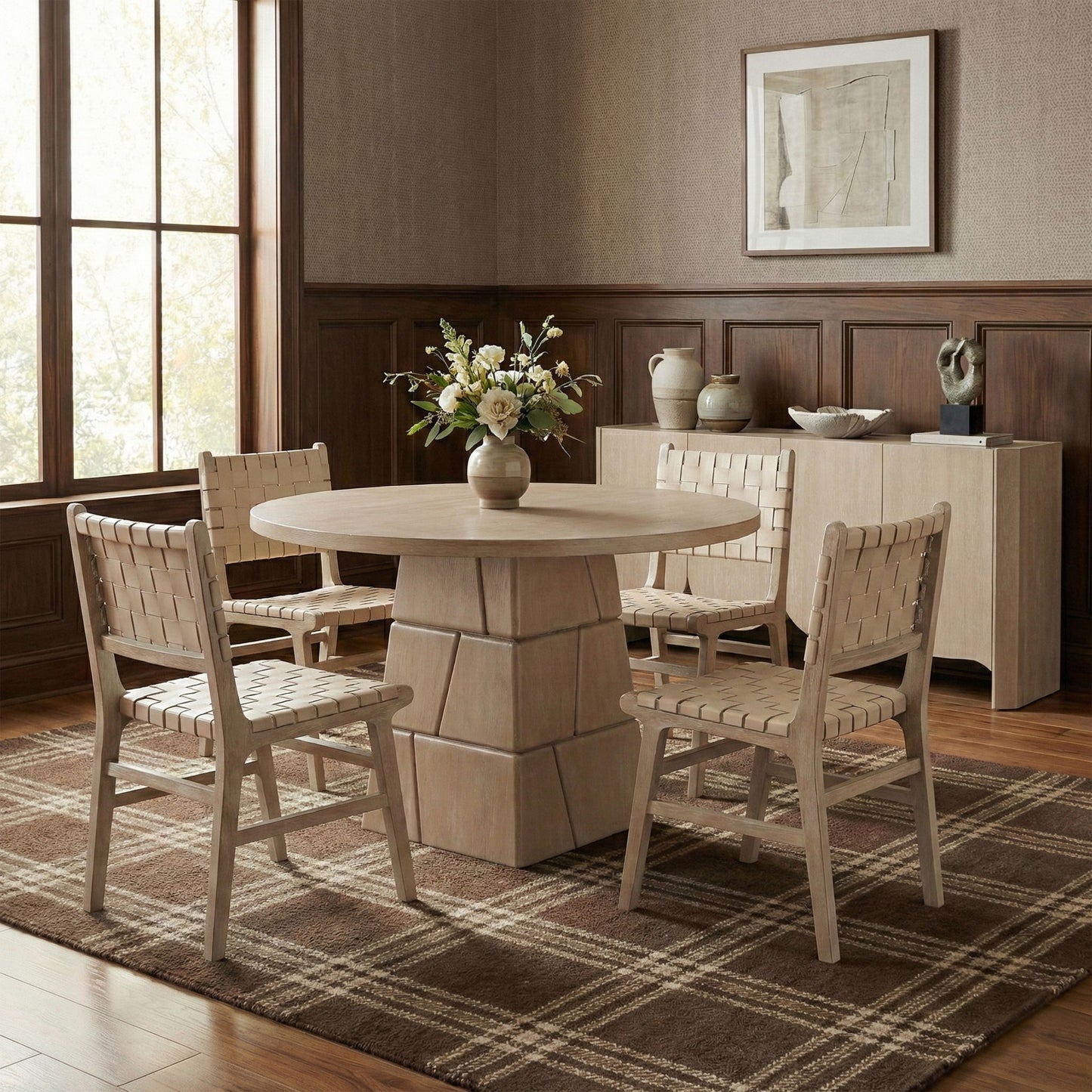 Entwine - Vegan Leather Upholstered Dining Chair - Painted Natural