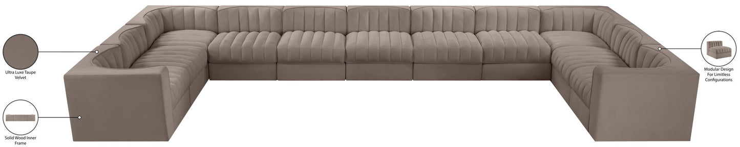 Rummi - Velvet Performance Fabric Upholstered 11 Piece Modular Sectional