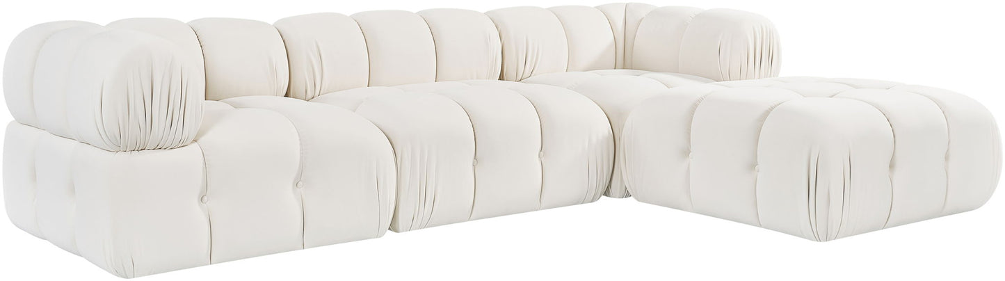 Orin - Velvet 4 Piece Modular Sectional With Chaise