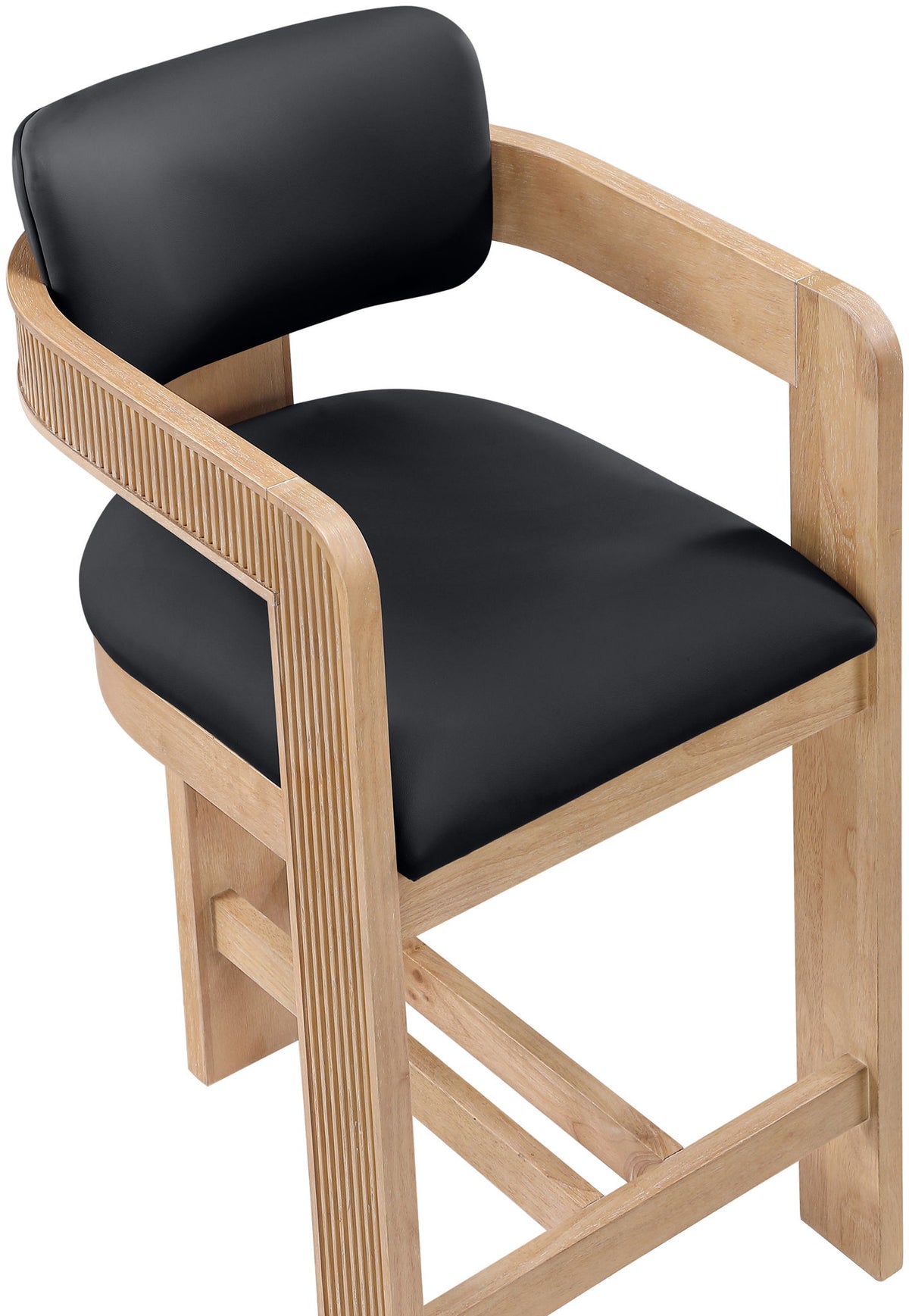 Sacha - Vegan Leather Upholstered Counter Stool With Natural Base