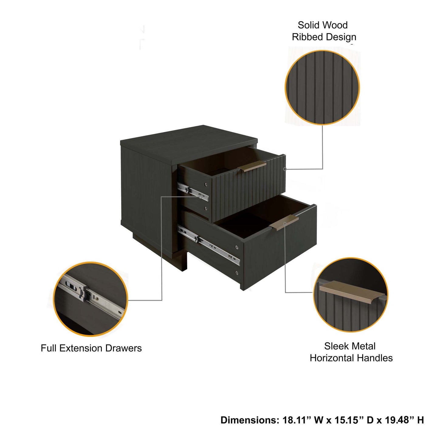 Manhattan Granville - 2-Drawer Nightstand