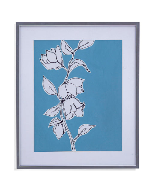 Botanic Drawing II Framed Print - Blue