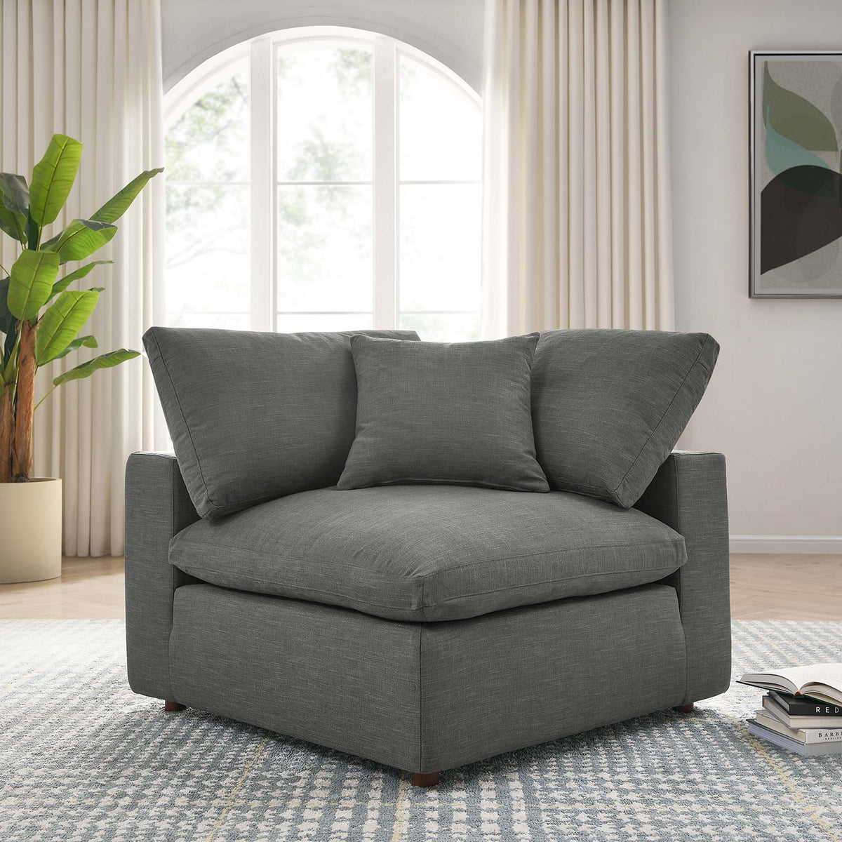 Commix Down Filled Overstuffed Corner Chair - Gray