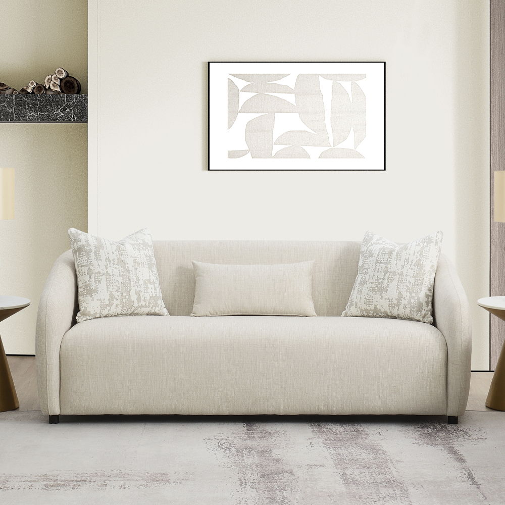 Etienne - Sofa With 3 Pillows - Beige Linen