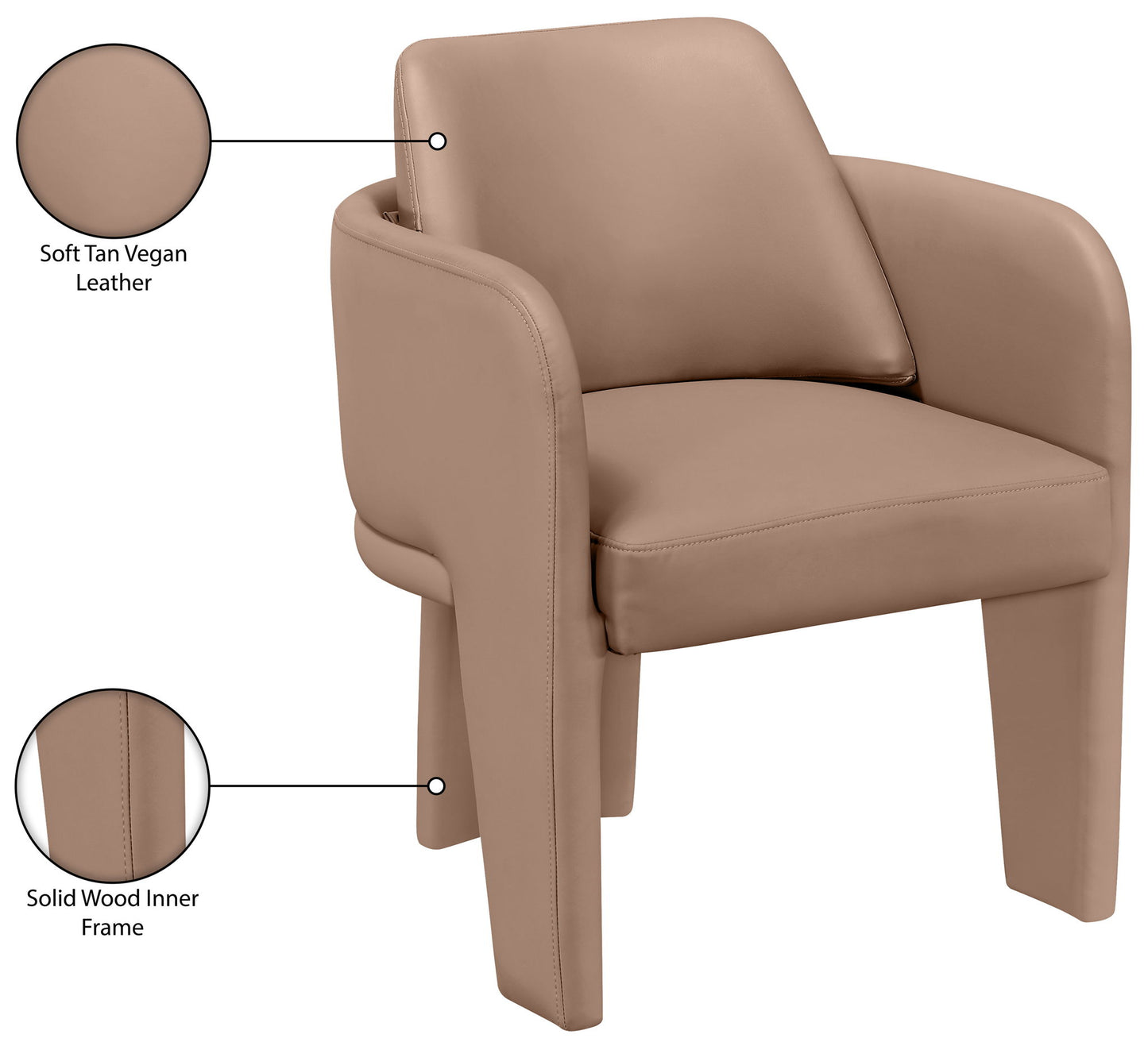 Vanda - Vegan Leather Upholstered Dining Chair - Tan