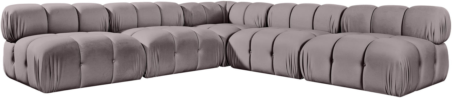 Orin - Velvet Fabric 5 Piece Modular Sectional
