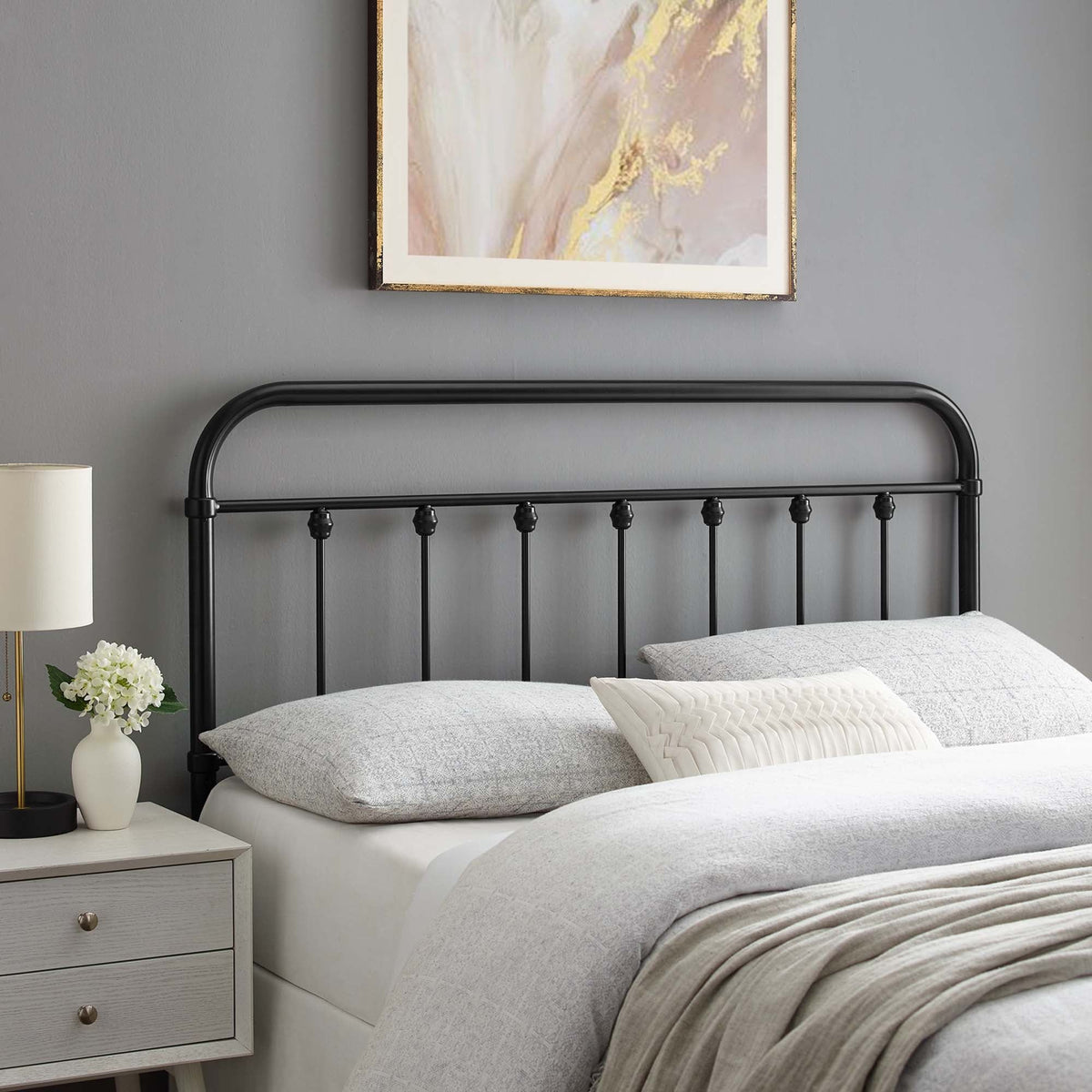 Sage Metal Headboard - King, Black