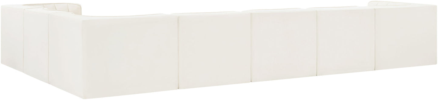 Rummi - Velvet Performance Fabric Upholstered 7 Piece Modular Sectional (With 3 Corner Chairs)