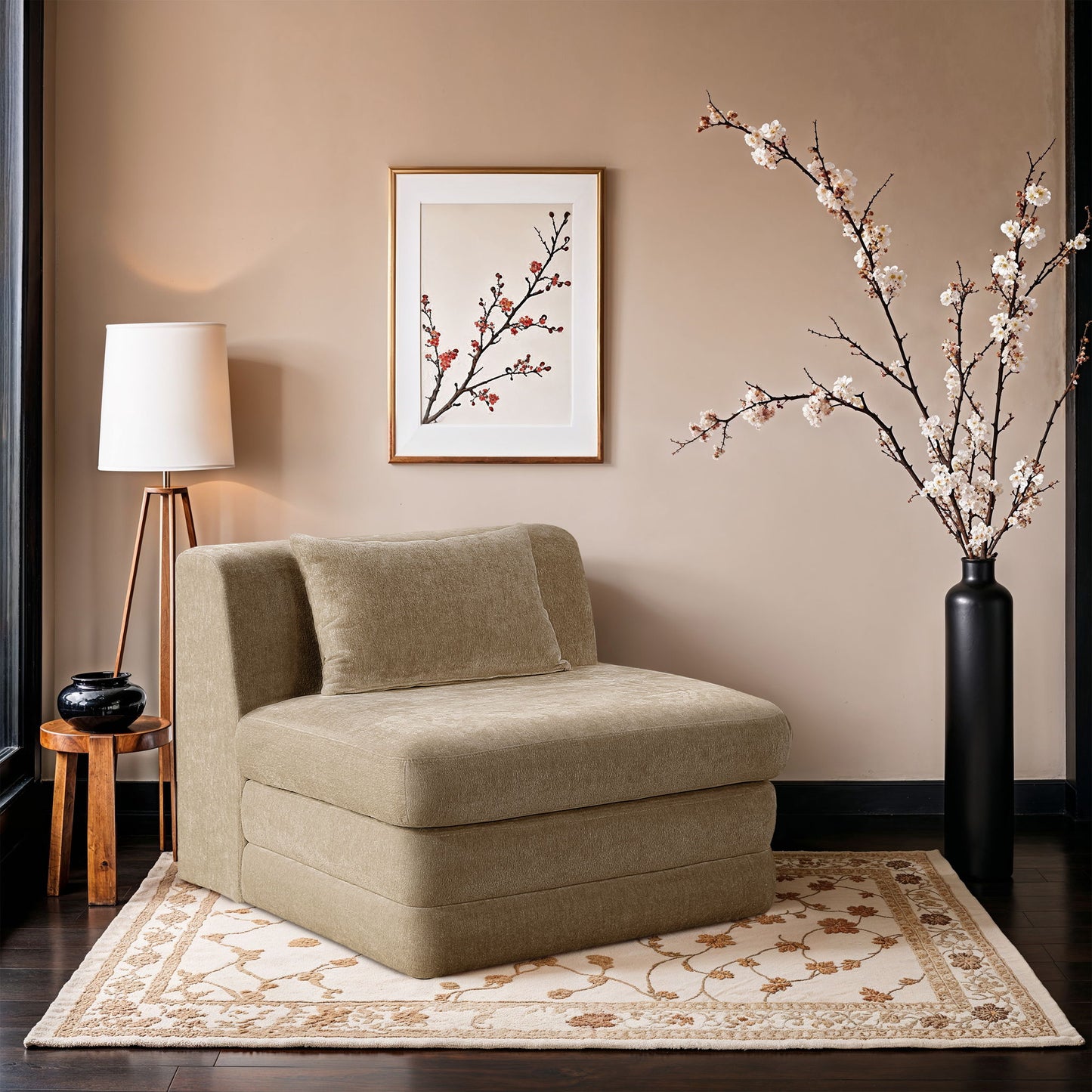 Stellar - Chenille Fabric Upholstered Modular Armless Chair
