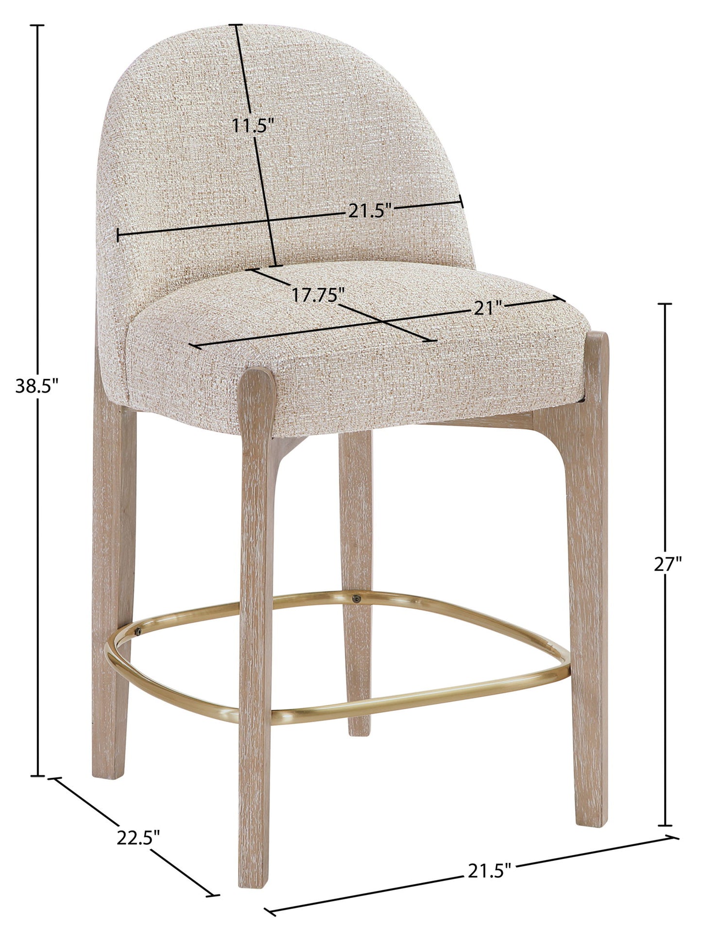 Torino - Counter Stool With Brushed Natural Base