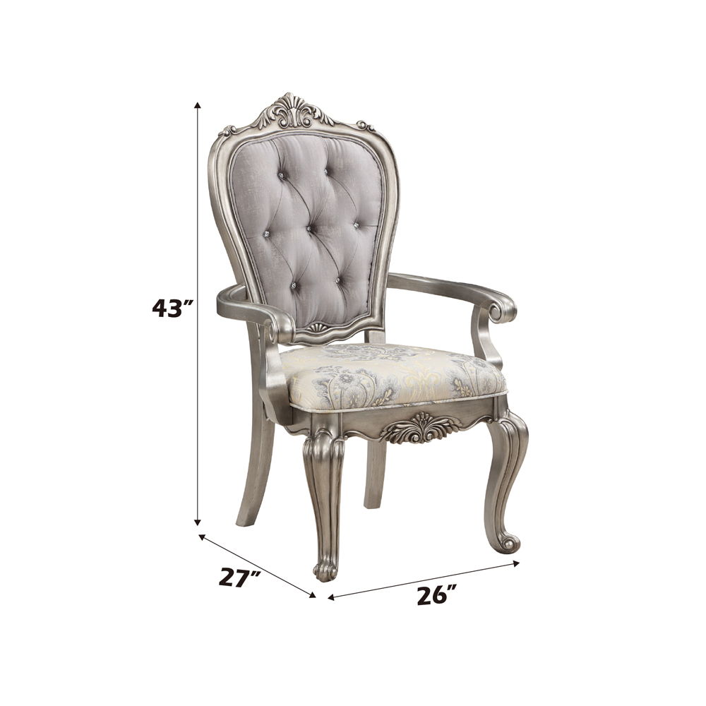 Ariadne - Arm Chair (Set of 2) - Velvet & Antique Platinum